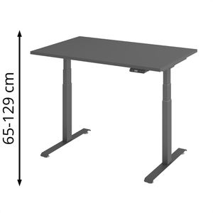 Böttcher-AG Schreibtisch Base Lite, graphit / graphit, elektrisch höhenverstellbar, 120 x 65-129 x 80 cm