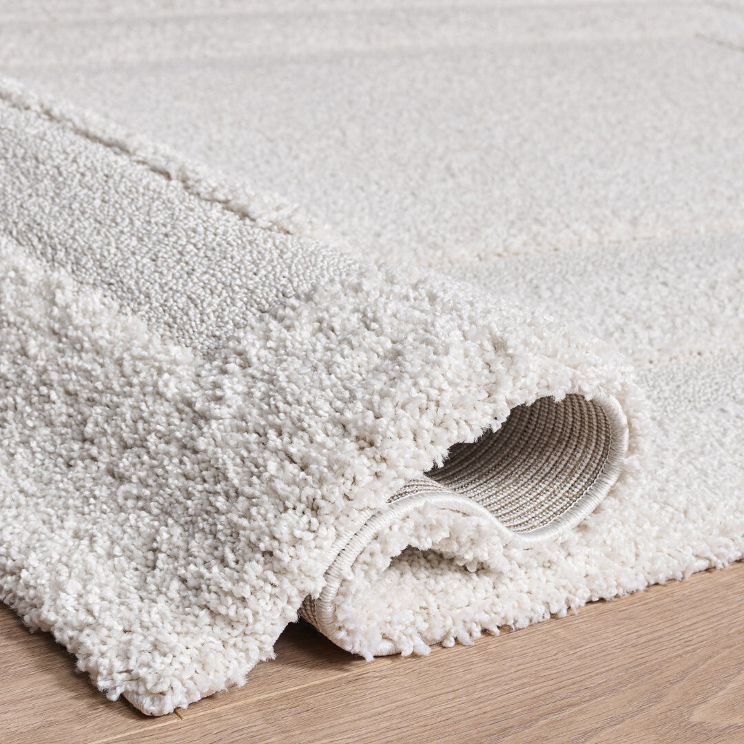 August Grove Tolman Shag Creme/Creme Square 122 cm