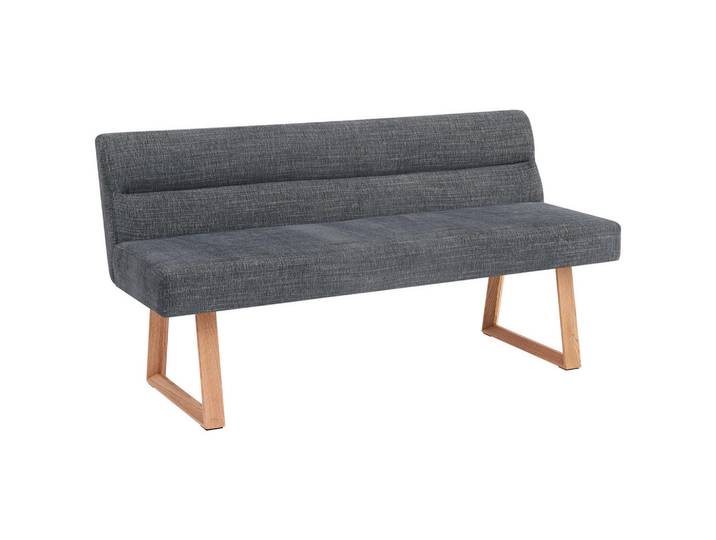 Livetastic Sitzbank, Eiche, Dunkelgrau, Holz, Metall, Eiche, massiv, 3-Sitzer, 160x82x61 cm, Esszimmer, Bänke, Sitzbänke