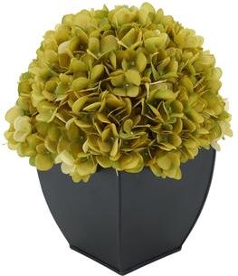 House of Silk Flowers Faux Hydrangea in Black Tapered Zinc Cube