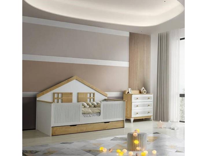 JVmoebel Jugendzimmer-Set Designer Bett Kommode Schlafzimmer Set Möbel 2tlg. Betten, (2-tlg), Made in Europa