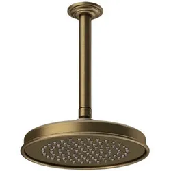 Gessi Venti20 Antikalk-Kopfbrause, D229mm, mit Gelenk und Deckenarm 288mm, Deckenmontage, 65152713, Farbe: Messing Antik