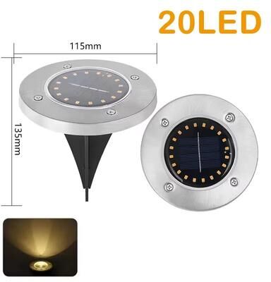 Inspired Finds Solar Disk Garden Lights Waterproof LED Outdoor Pathway & Landscape Lighting 20led Warm Light 2pcs