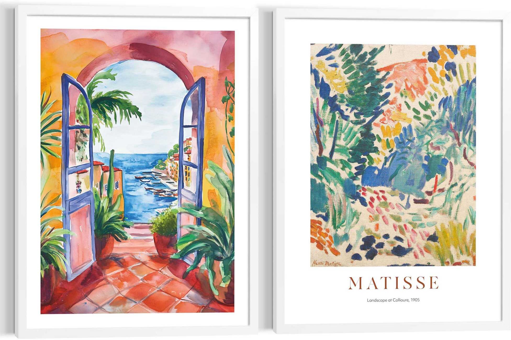 Reinders! Bild mit Rahmen REINDERS "Matisse mit Blick aufs Meer", bunt (farbe bild(er): mehrfarbig), B:50cm H:70cm T:2,2cm, MDF, Bilder, Bild mit Rahmen, Wohnzimmer - Mehrfarbig - MDF - Berühmte Künstler - 50x70 cm farbe bild(er): mehrfarbig B/H/T: 50cm x