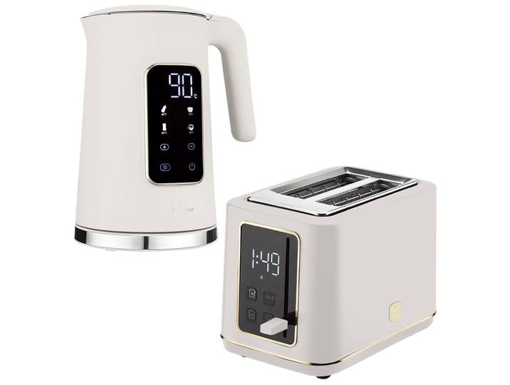 Frühstücksset: Eleganter Wasserkocher & Toaster, sahara
