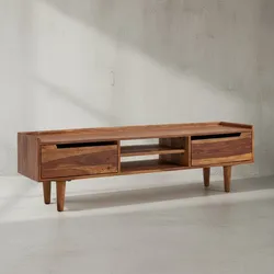 KADIMA DESIGN Massivholz-Lowboard für 60-Zoll TV, Sheesham, Stauraum, Schutzlackversiegelung