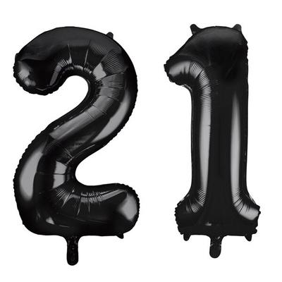 XL Folienballon schwarz Zahl 21