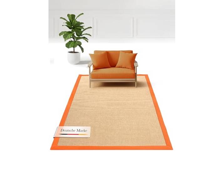 carpetfine Sisalteppich Orange 160x230 cm Moderner Teppich für Wohnzimmer und Küche
