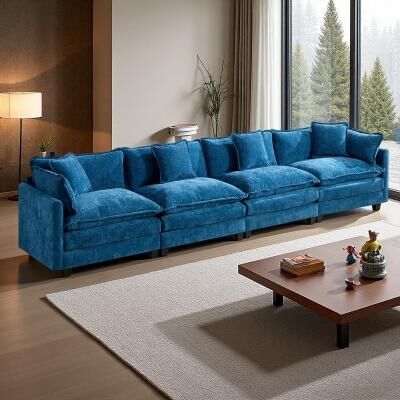 Chenille Cloud Modular Sofa with Double Layer Upholstered Seat Cushion