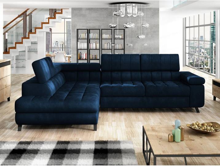 MIRJAN24 Ecksofa Nord, mit Bettkasten und Schlaffunktion, Typs L , Einstellbare Kopfstützen, 264x203x73 cm