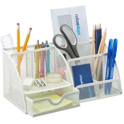 Relaxdays Schreibtisch Organizer Weiß Weiß
