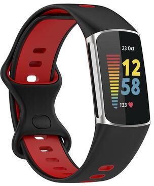 United Fitbit Charge Band Two Color Silicone Replacement Watch Strap Sport Wristband black Red
