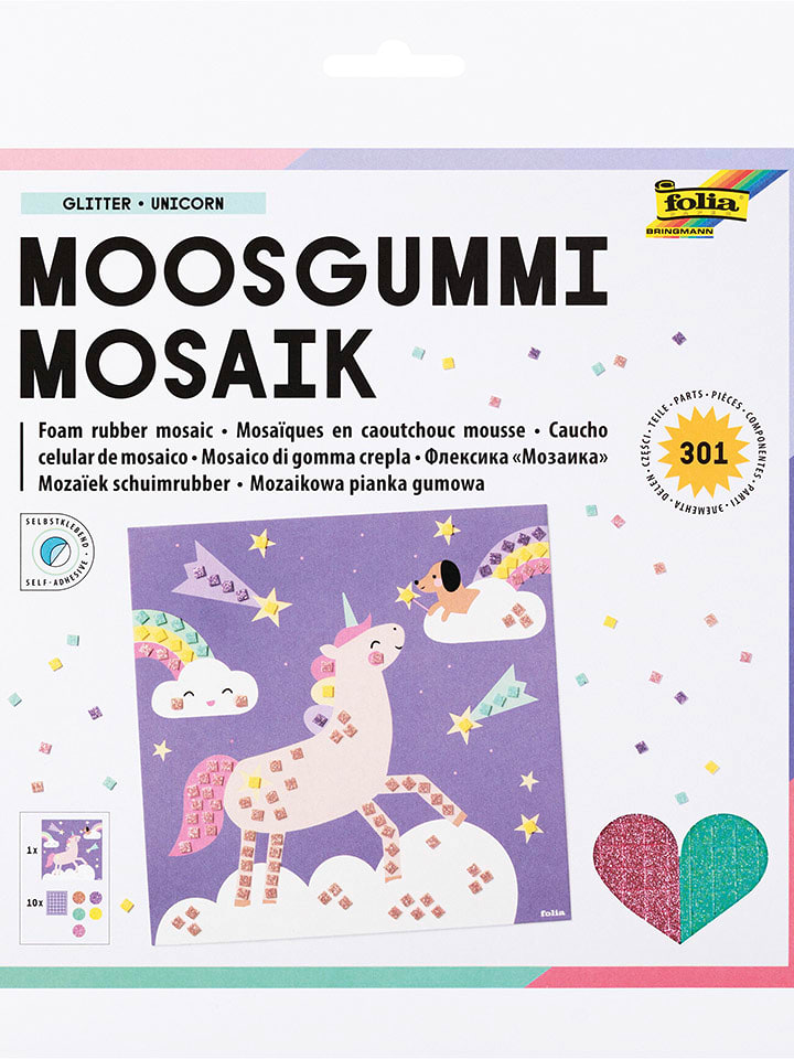 folia PAPER Moosgummi-Mosaik-Bild "Einhorn" - ab 4 Jahren - onesize