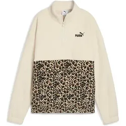 PUMA Damen Sweatshirt ESS GRAPHIC Animal Relaxed Half-Zip Crew, Größe XL in Pink Pink