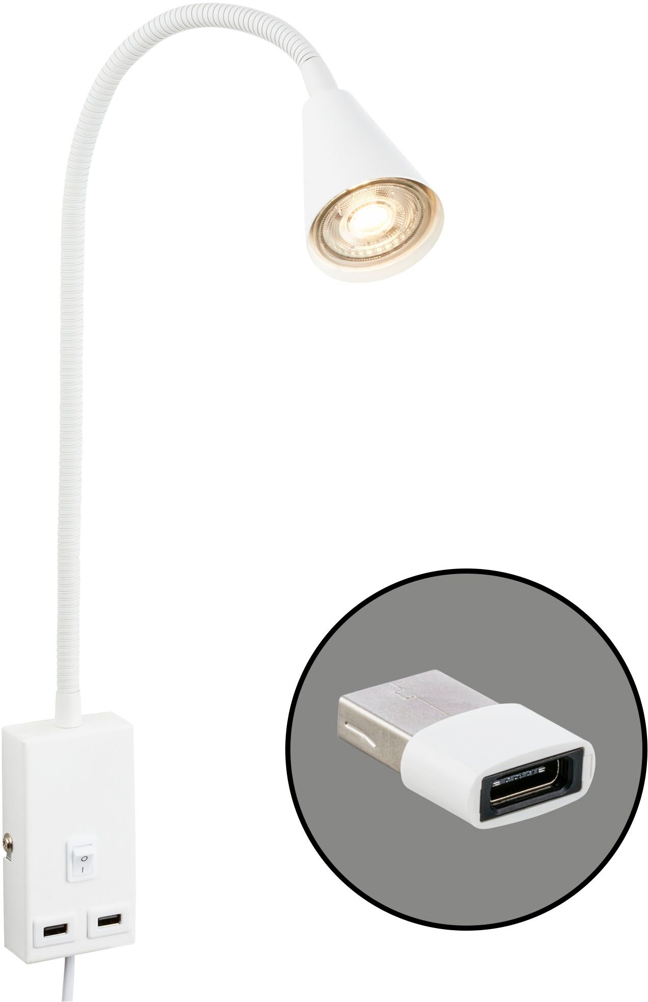 BRILONER LEUCHTEN Nachttischlampe "JUSTRA Tischlampe", weiß (weiß, neutral), Leuchten, Nachttischlampe