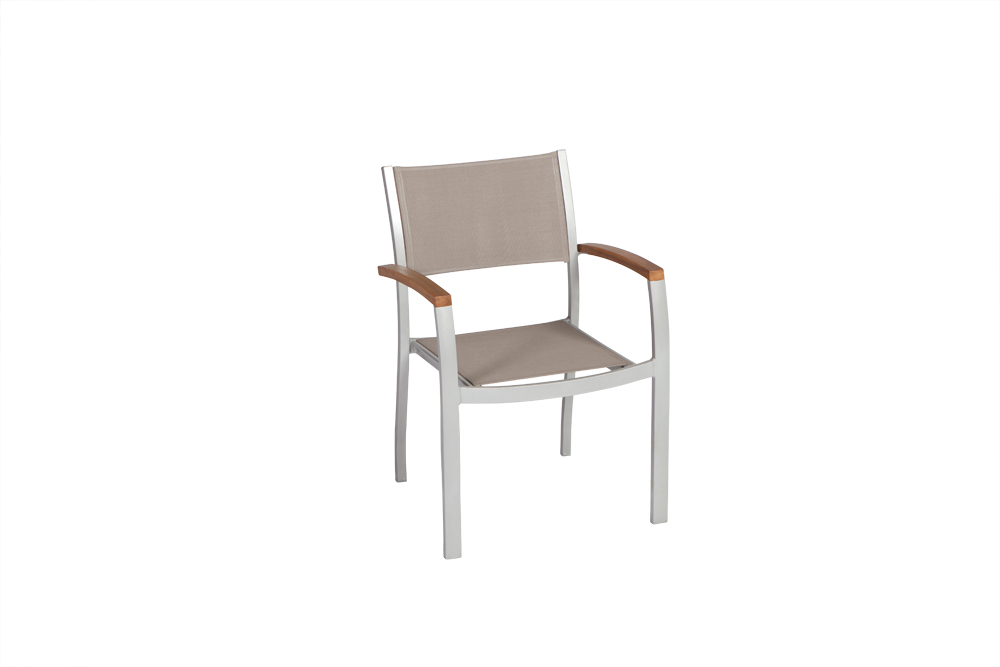 MERXXHANDELS Naxos Stapelsessel 2er Set Aluminium/Akazie/Textil 08294258
