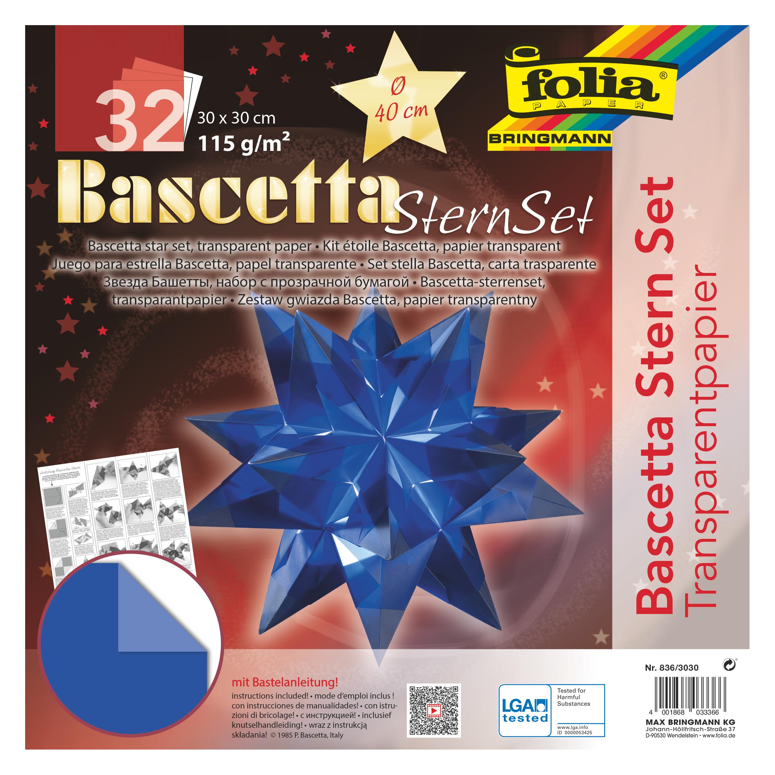 Folia Bascetta-Stern Set, TRANSPARENTPAPIER 115g/m² (115 g/m², 32x) (836/3030)