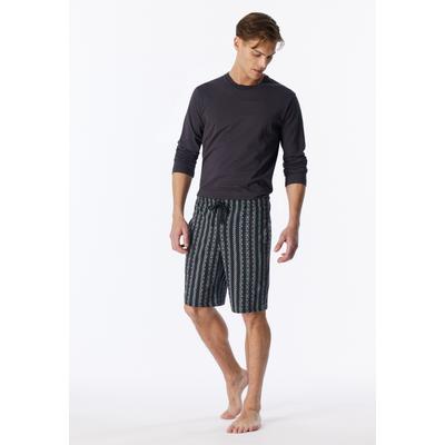 Pyjamahose SCHIESSER "Mix + Relax", Damen, Gr. 50, N-Gr, schwarz (845, eisblau), Single Jersey, Obermaterial: 100% Baumwolle, bequem kniefrei, Hosen Pyjamahose, mit seitlichen Taschen, Single-Jersey Qualität