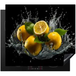 HERDABDECKPLATTE Zitrone - Obst - Gelb - Schwarz Abdeckung Glaskeramikkochfeld 58.3x51.3 cm