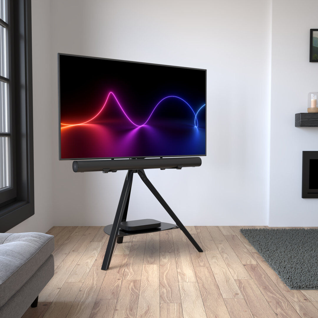 George Oliver Catasauqua Tripod TV Stand with Soundbar Holder for TVs up to 70" Black 70"