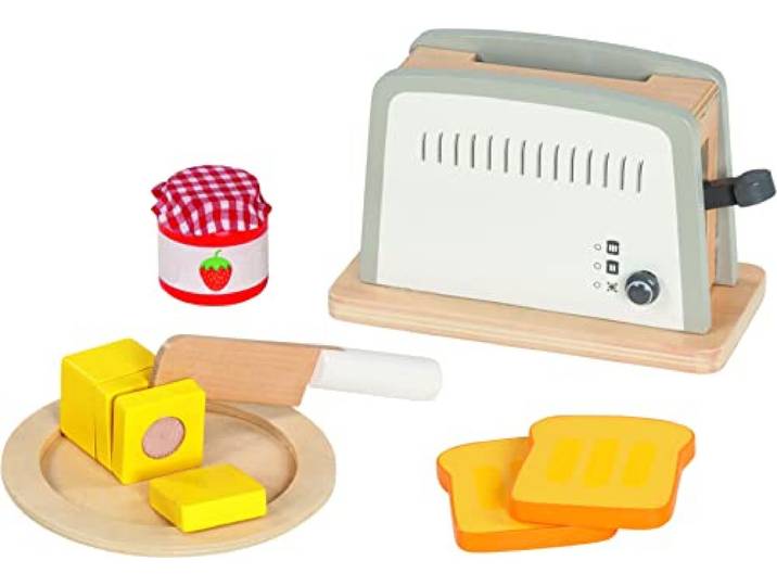goki 51507 - broodrooster - speelset - accessoires voor kinderkeuken en winkel van hout