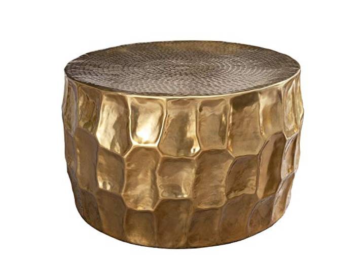 invicta INTERIOR Couchtisch Organic Orient 68cm - Gold - Metall Montiert, hochwertig, stabile Konstruktion, 60 kg Belastbarkeit, Hammerschlag Optik, Unikat
