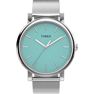 Quarzuhr TIMEX "Timex Originals", blau (silberfarben, blau), Armbanduhren, Damen, Quarzuhr, Armbanduhr, Damenuhr, Edelstahlarmband, analog