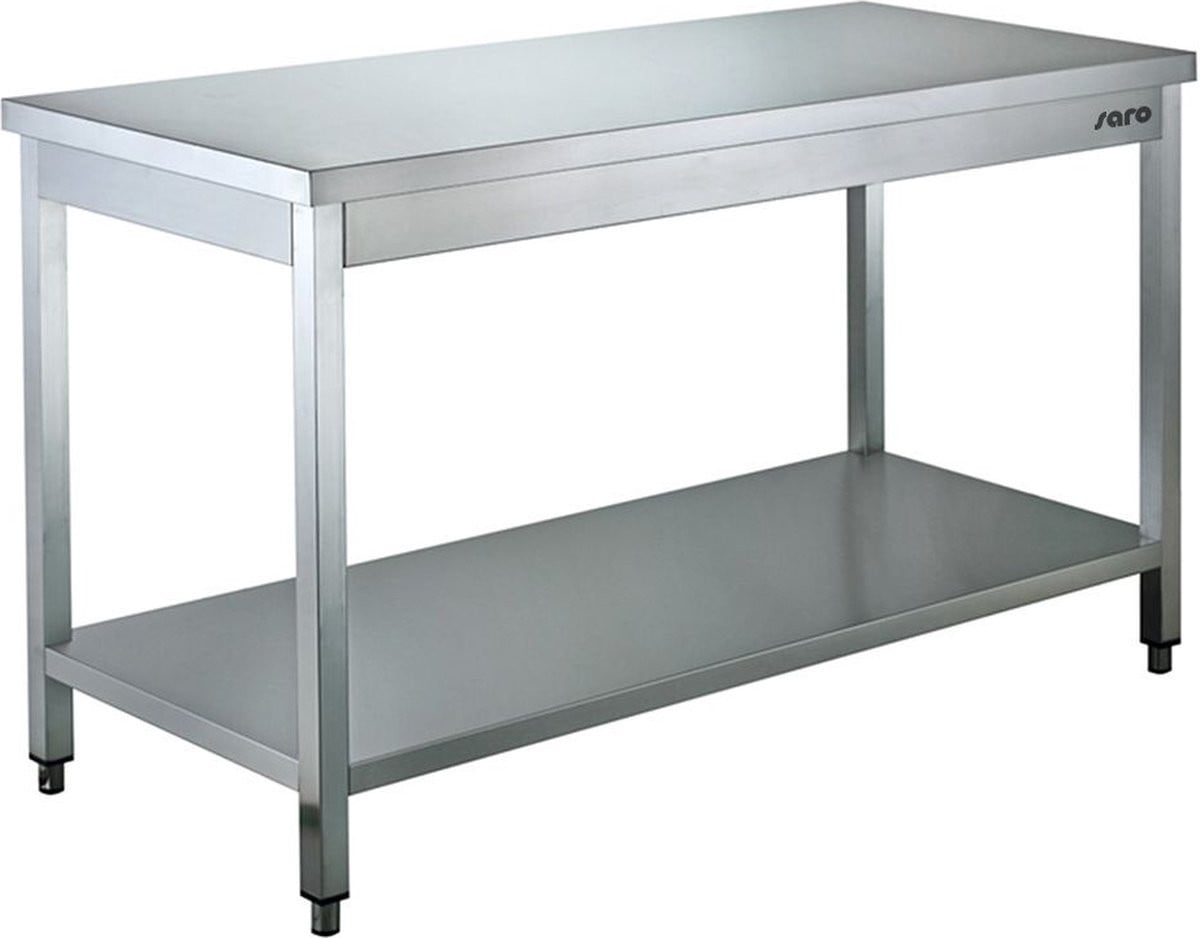 Saro Roestvrijstalen tafel met onderblad, Breedte: 800 mm, Diepte: 700 mm