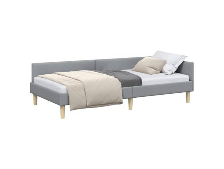 PUGYNBK Eckbettgestell Hellgrau 80 x 200 cm Stoff Multifunktionales Schlafsofa, wendbares Kopfteil, Sperrholz, Reinigung mit trockenem Tuch