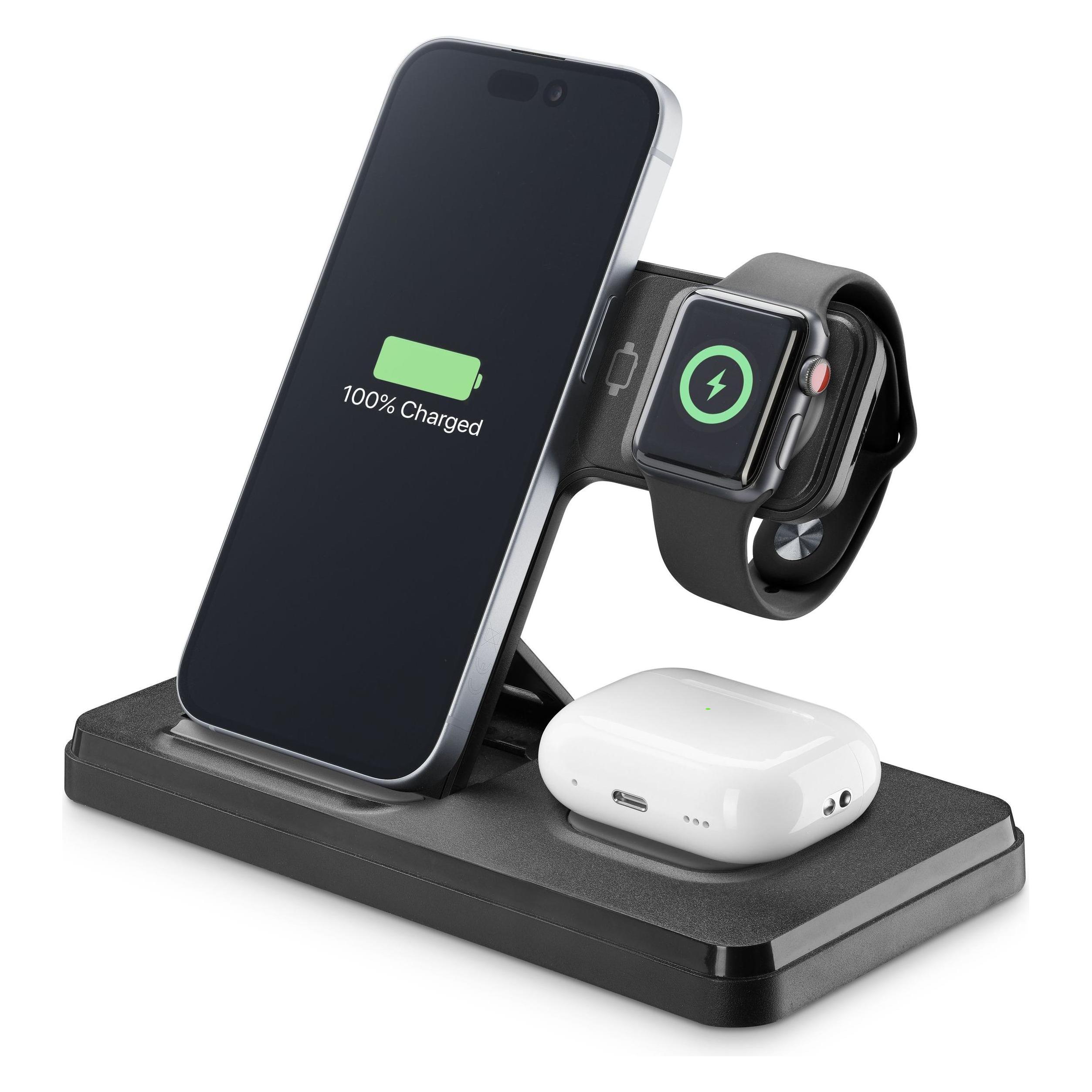 Cellularline Cellular Line Dreifach-Ladegerät 15W (18 W) (WIRESTAND3IN1FBK)