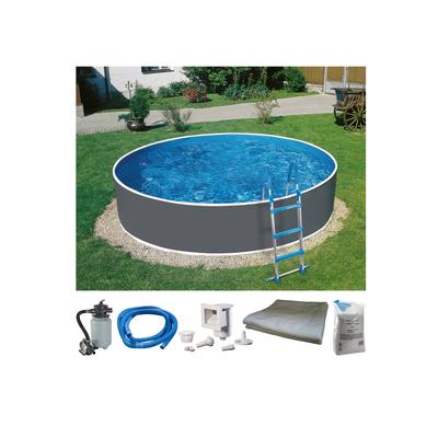 Rundpool KONIFERA "VEGAS 1", grau, H:90cm Ø:360cm, Schwimmbecken, Rundpool, inkl. Zubehör in verschiedenen Größen