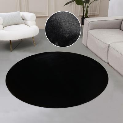 Fellteppich OTTO HOME "Balu, in Standard- und Premium-Qualität, 20 mm oder 38 mm Höhe" Gr. 41, schwarz, Ø:180cm, Polyester, Teppiche, Fellteppich, Kaninchenfell-Haptik, kuschelig, weich, Kunstfellteppich, Wohnzimmer