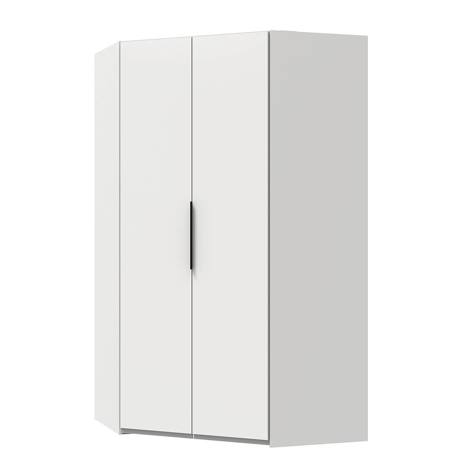 home24 Level36 Moderne Hoekkast met Verlichting Wit/Zwart, Hoogte: 216 cm