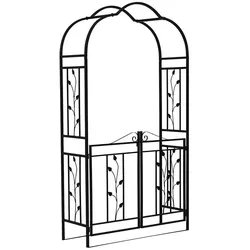 Schwarzer Rosenbogen mit Tor aus Stahl Vintage Landhausstil