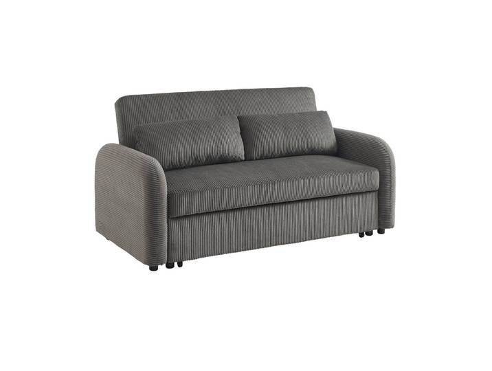 Sweeek Canapé convertible arrondi 2 places velours côtelé LINO Gris Foncé