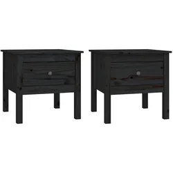 vidaXL Beistelltische 2 Stk. Schwarz 50x50x49 cm Massivholz Kiefer