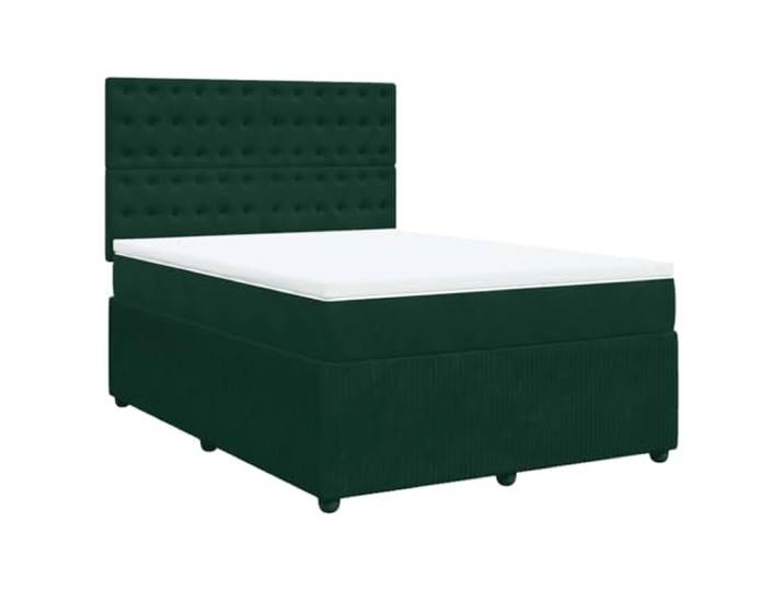 Makastle Boxspringbett mit Matratze Dunkelgrün Samt 140x200 Höhenverstellbares Kopfteil