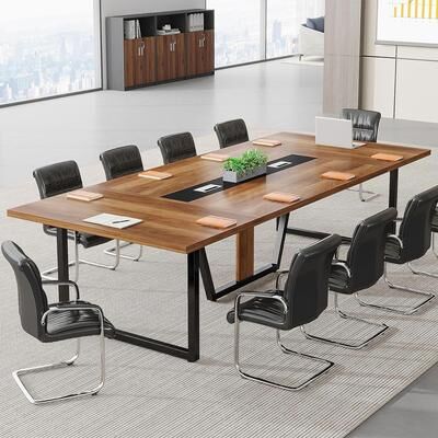 Bluebell 8FT Conference Table, Large Meeting Podcast Table for 10 People