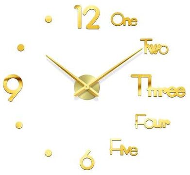 Inspire Select Modern 3D DIY Acrylic Mirror Wall Clock Large Frameless Quartz Decorative Wall Clock 016 Gold 3d Diameter 23.6 35.4 In