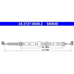Seilzug Feststellbremse ATE 24.3727-0648.2 für Ford Mondeo III Turnier