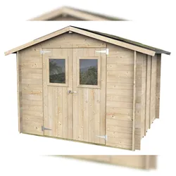 MAESTRO FERRETERO Gartenhaus Bh19 Hobby 248x248 aus naturbelassenem Fichtenholz 19 mm mit Doppeltür und Fenster, OSB3-Dach und Boden, Montage