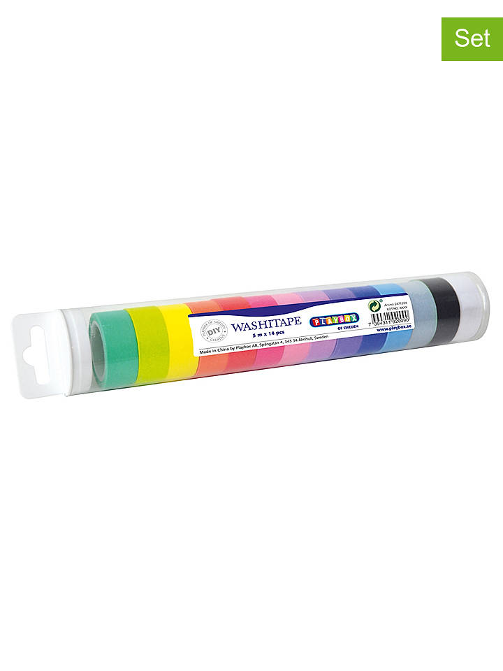 Playbox 14tlg. Washi-Tape-Set in Bunt - 14x 500 cm - onesize