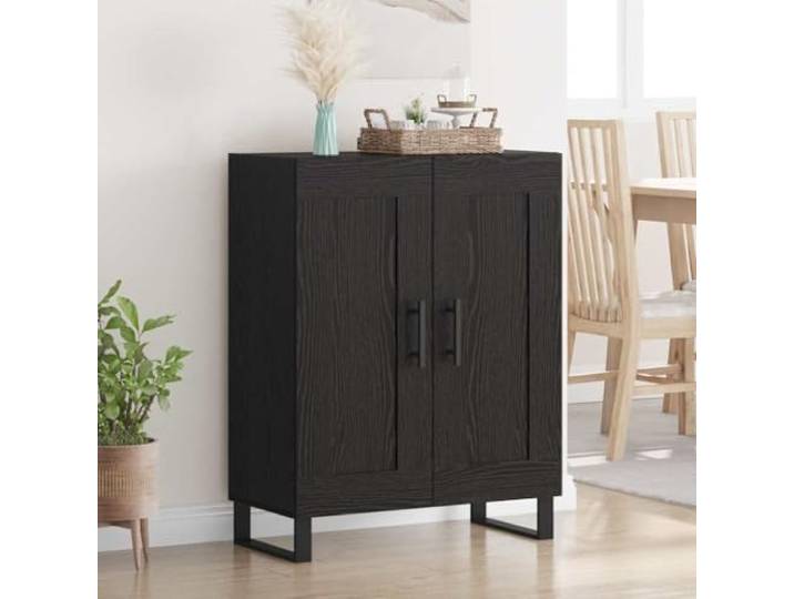 HEFZGDB Klassisches Sideboard aus Holzwerkstoff und Eisen in Schwarz mit zeitlosem Design, glatter Oberfläche, hoher Stabilität und viel Stauraum für optimale Aufbewahrung