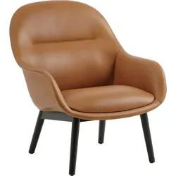 Fiber Lounge Sessel Cognacbraun Leder auf Holzbeinen