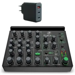 Mackie Mischpult MobileMix 8-Kanal Mixer mit Ladegerät, Mischpult, Schwarz