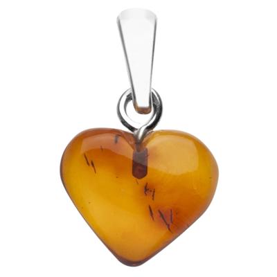Kettenanhänger OSTSEE-SCHMUCK "- Herz 11 mm Silber 925/000 - Bernstein -" Gr. 19, silber (silber 925, silberfarben, weiß), Schmuckanhänger, Damen, Bernstein, Kettenanhänger