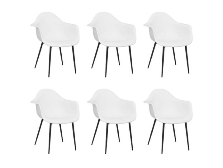 Coespram 6er Set Esszimmerstühle Weiß Ergonomische Küchenstühle Leicht zu reinigende Schalenstühle mit stabilen Metallbeinen für Küche, Esszimmer und modern eingerichtete Wohnräume.