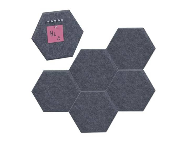 Relaxdays Pense-bêtes muraux\, Lot de 6\, mémos Autocollants en Feutre\, HxLxP : 26x30x0\,9 cm\, avec punaises\, Gris