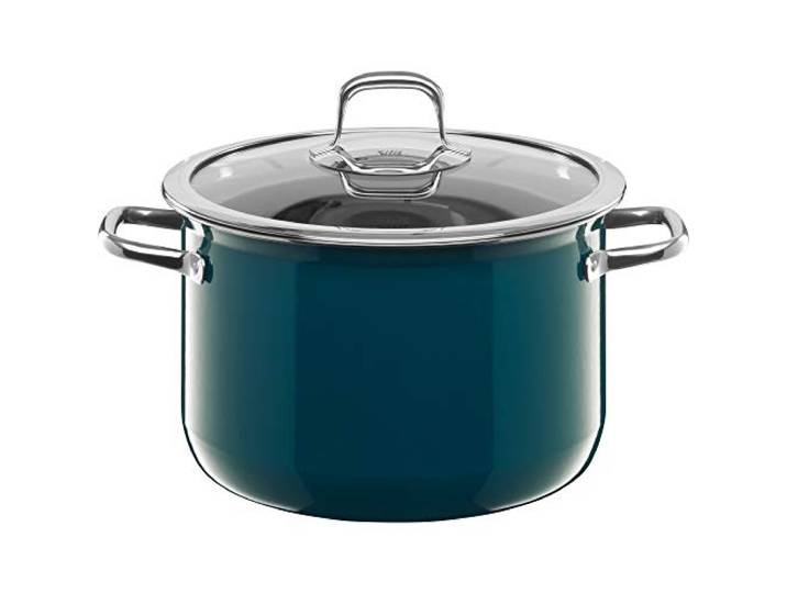 Silit Compact Kochtopf groß, 24 cm, Glasdeckel, Fleischtopf Induktion 5,9l, stapelbar, Silargan Funktionskeramik, petrol