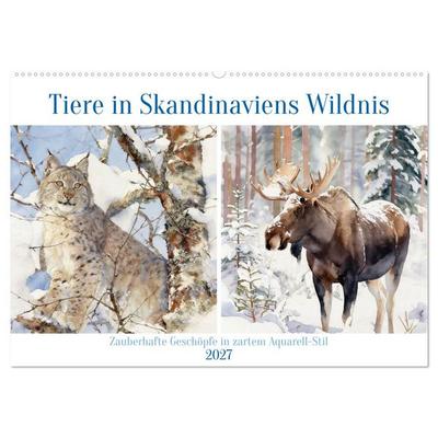 Tiere in Skandinaviens Wildnis (Wandkalender 2027 DIN A2 quer), CALVENDO Monatskalender